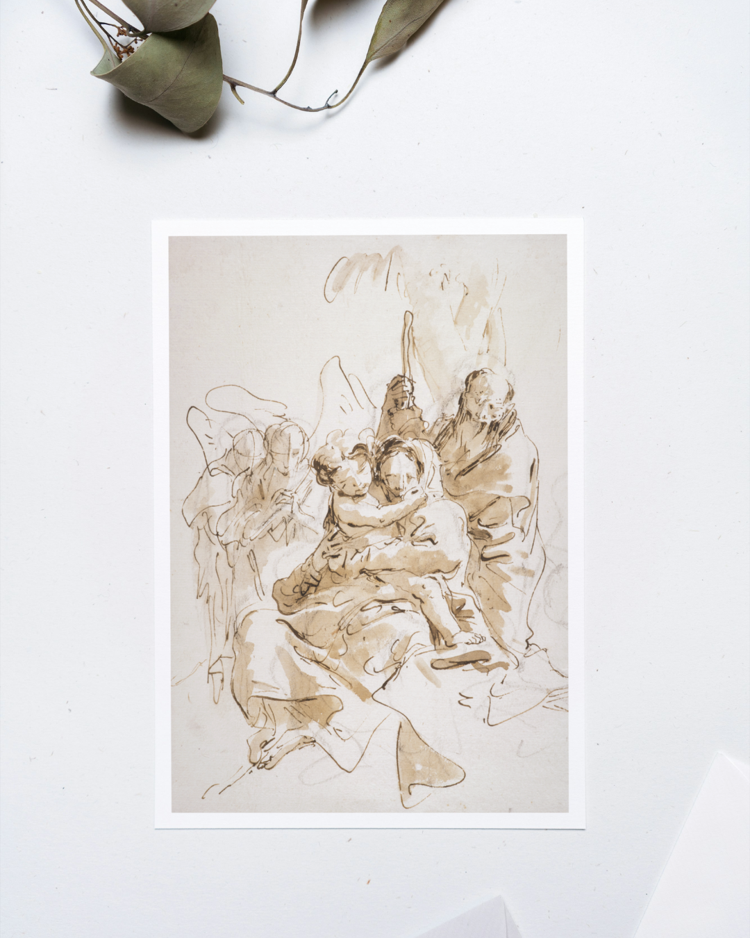 Cartão // A Sagrada Família com Anjos, Giovanni Battista Tiepolo