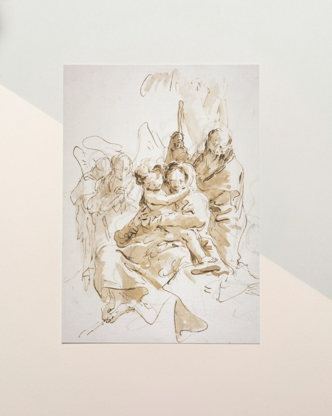 Cartão // A Sagrada Família com Anjos, Giovanni Battista Tiepolo